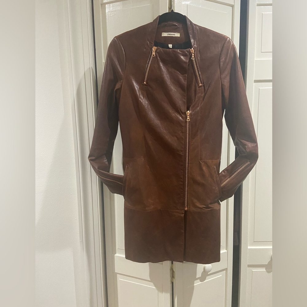 J Brand Rich Brown Leather Outerwear